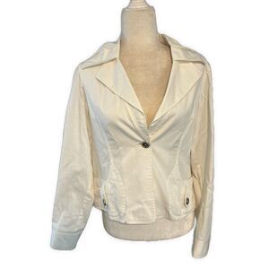 Cubix Women’s Solid White Thin Long Sleeve Blazer Jacket Small